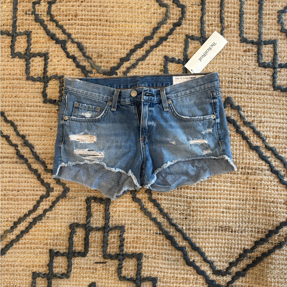 rag & bone Frayed Hem Blue Jean Shorts